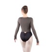 Ballet Rosa Kaori dames vest lange mouwen imitatie omslag taupe achterkant 