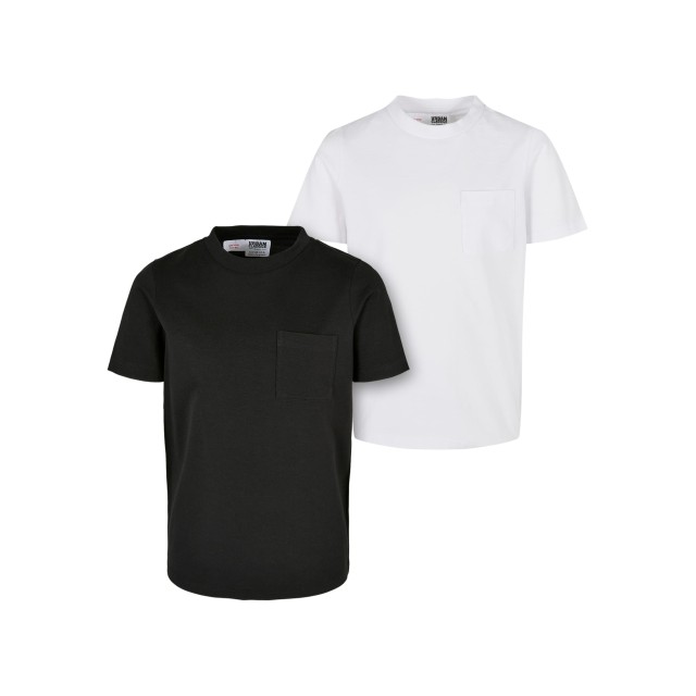 Urban Classics Jongens Basic T-shirt van biologisch katoen met zak - Set van 2