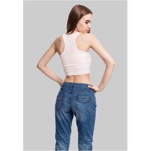 Urban Classics Dames Cropped Rib Top Roze achter