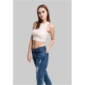 Urban Classics Dames Cropped Rib Top Roze links
