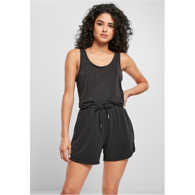 Urban Classics Dames Korte Mouwloze Modal Latin Jumpsuit Zwart
