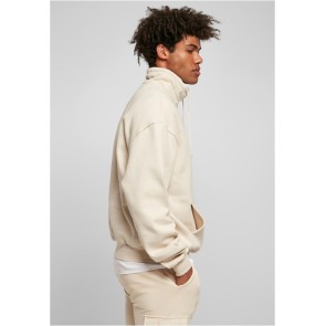 Urban classics organische sweatshirt met trekkoord beige hoge kraag 