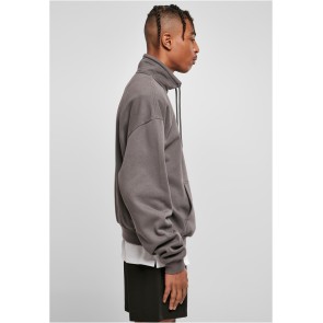 Urban classics organische sweatshirt met trekkoord donker grijs hoge kraag