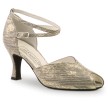 Werner Kern Asta dames dansschoenen met Peeptoe en Kruis enkelbandje in Beige metallic leer