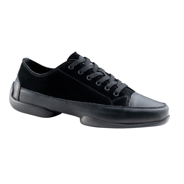 Suny Anna Kern 145 Dames Zwarte Nappa-Nubbuk Danssneakers met Splitzool