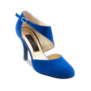 Nueva Epoca Reyna Dames Dansschoenen Blauw Suede met Dichte Teen