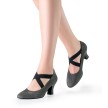 werner kern tamara dansschoenen ballroom social latin donkergrijs suede brede bandjes