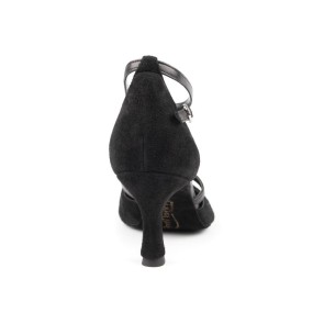 Portdance PD707 Dames Salsaschoenen zwart hoge hak suede