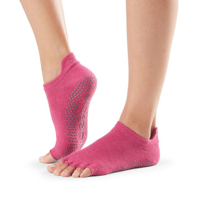 ToeSox Half Toe Low Rise Antislip Sokken met Open Teen raspberry donkerroze