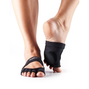 ToeSox Releve Half Toe Sokjes met Open Teen met Suède Zool Zwart