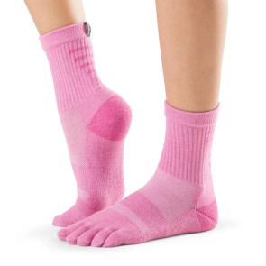 ToeSox Mediumweight Sport Sock Crew roze zijkant