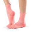 ToeSox Sport Socks Crew Sportsokken in koraal kleur losse teentjes