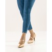 Werner Kern Rita dames dansschoenen satijn beige dichte neus flare hak 6,5 centimeter