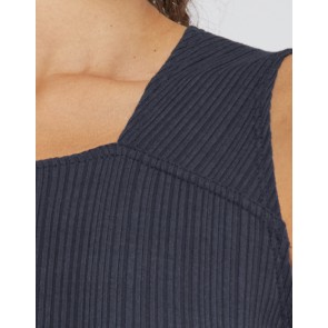 Temps Danse Ribbed Dans Tank Top Riviera donker Blauw mouw