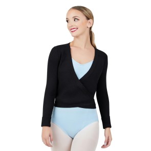 Capezio Ribbed Knit Wrap Sweater zwart wikkelvest