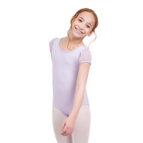 Capezio Meisjes Balletpakje Pofmouwen en Open Rug 11311C paars met korte mouwen