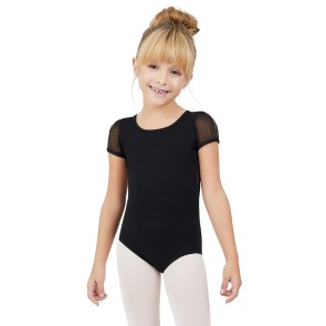 Capezio Meisjes Balletpakje Pofmouwen en Open Rug 11311C zwart