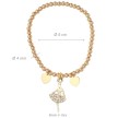 Alista Dancer Basics Alista Elastische Armband van Gouden Stalen Kralen met Hartjes en Ballerina Hangers met Strass Steentjes