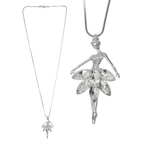 Alista Dancer Basics Alista Ketting Ballerina met Strass Steentjes met zilvere tutu