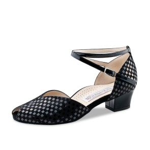Werner Kern Sanna Dames Dansschoenen van zwart suede in geblokt patroon