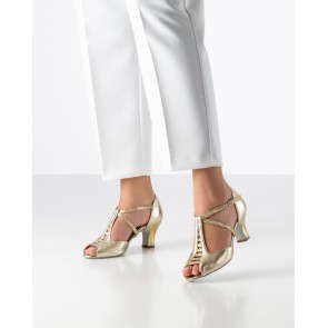 Werner Kern Holly goudkleurige latin dansschoenen voor dames met een drukknoopsluiting