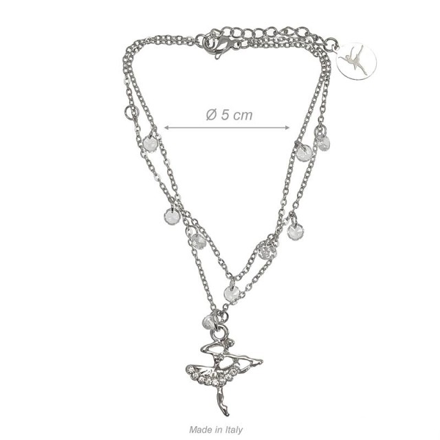 Alista Dancer Basics Alista Dubbele Armband van staal met Kristallen en Danseres