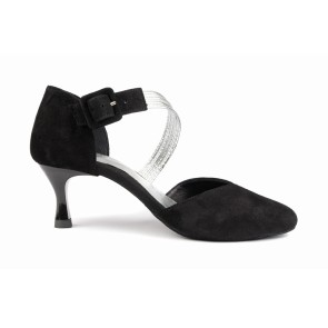 Portdance PD126 Dames Nubuck Dansschoenen met Zilveren Strips