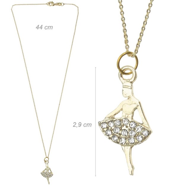 Alista Ballerina Ketting Goudkleur en Strass Steentjes