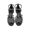 Diamant Dames Zwart-Zilver Brocade Dansschoenen 108-087-519 met een open neus