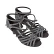Diamant Dames Zwart-Zilver Brocade Dansschoenen 108-087-519 met zilvere glitterstof