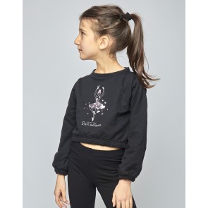 Temps Danse Tani Jr. Papillon Korte Sweater met Ballerina voor Meisjes Zwart