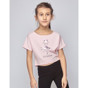 Temps Danse Agile Jr. Papillon T-shirt met Ballerina voor Meisjes Roze
